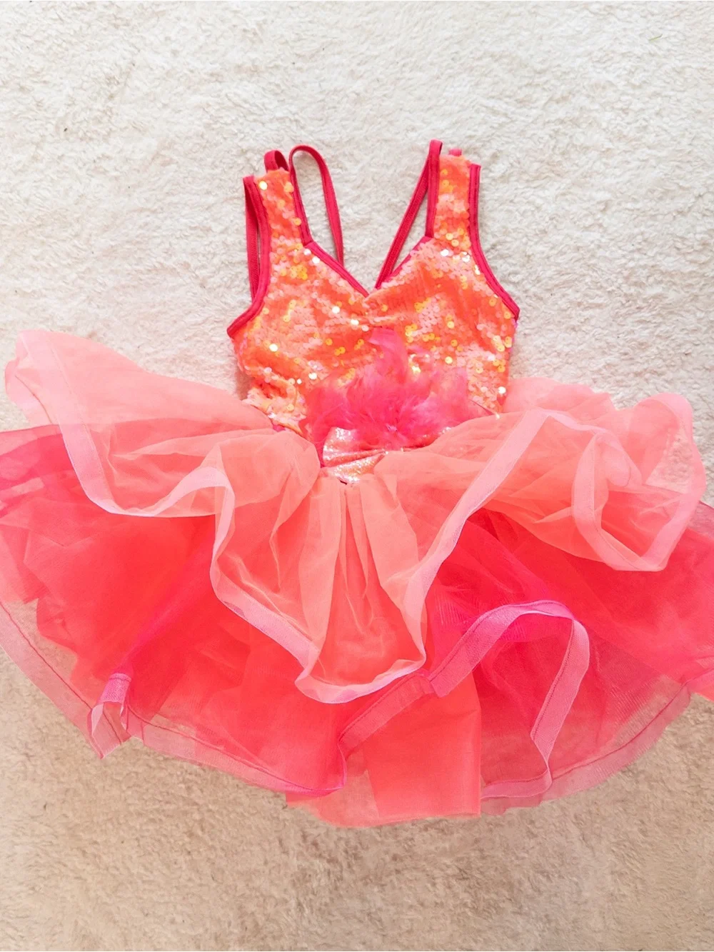 Weissman Hot Pink Sequin Dance Costume Tutu Dress Child Size IC